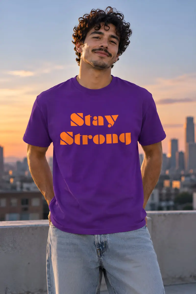 "Stay Strong Retro Banner" Heavyweight Unisex Crewneck T-shirt