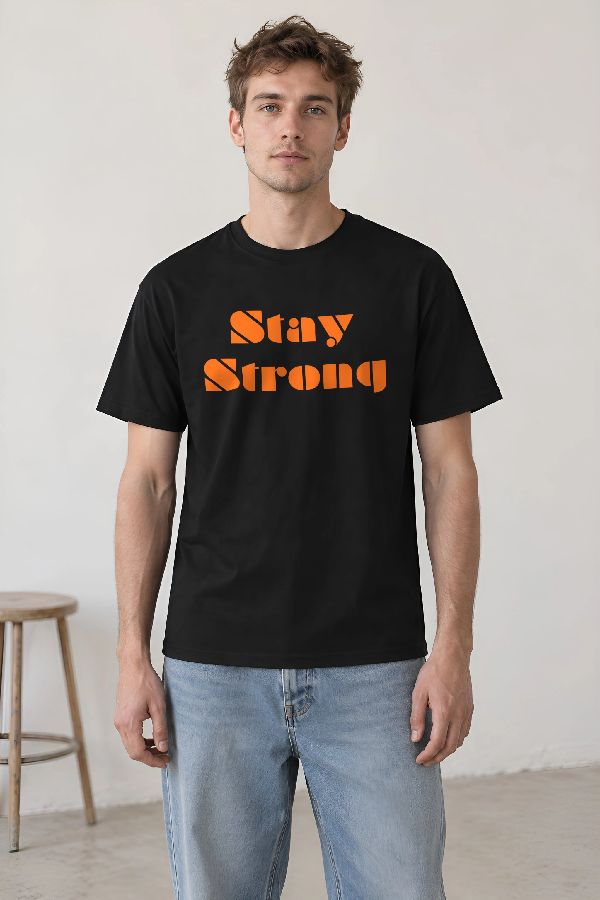 "Stay Strong Retro Banner" Heavyweight Unisex Crewneck T-shirt