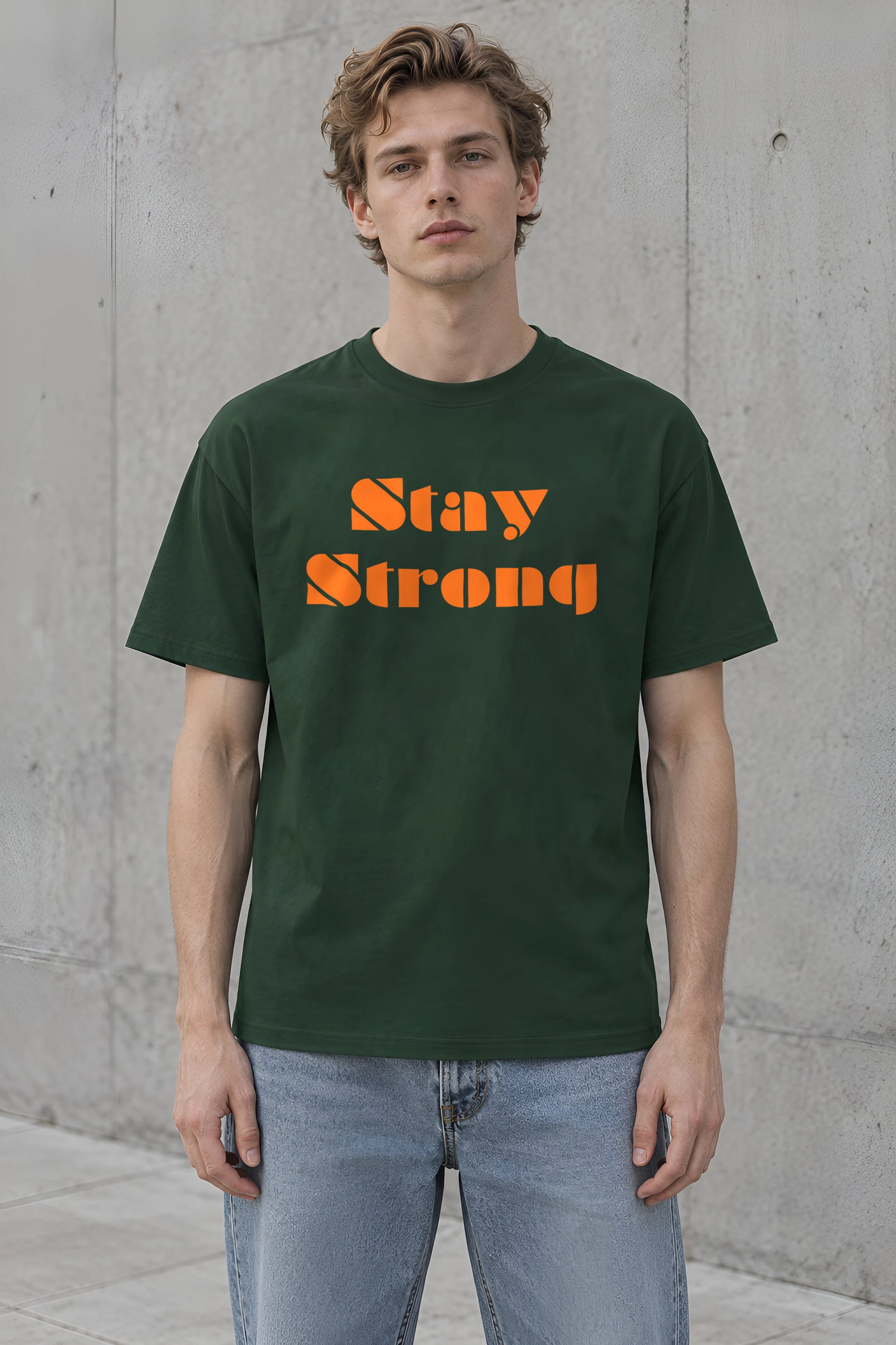 "Stay Strong Retro Banner" Heavyweight Unisex Crewneck T-shirt