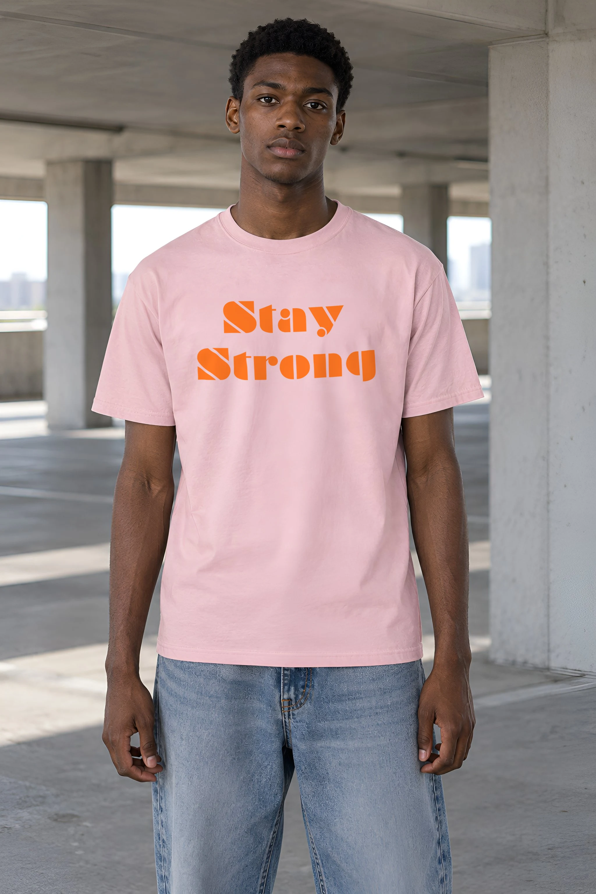 "Stay Strong Retro Banner" Heavyweight Unisex Crewneck T-shirt