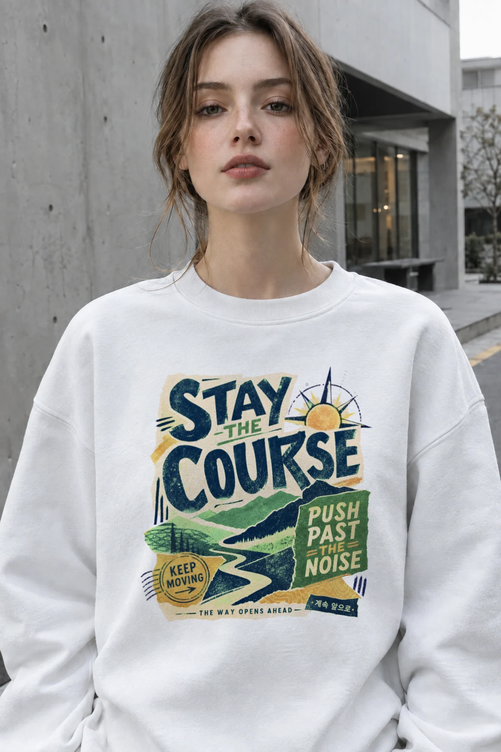 "Stay The Course" Heavy Blend Unisex Crewneck Sweatshirt | Gildan 18000