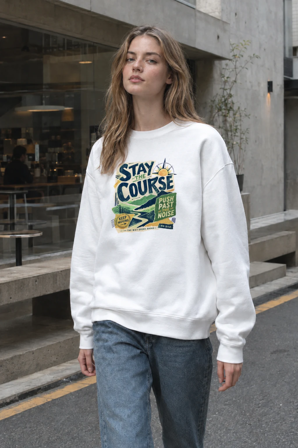 "Stay The Course" Heavy Blend Unisex Crewneck Sweatshirt | Gildan 18000