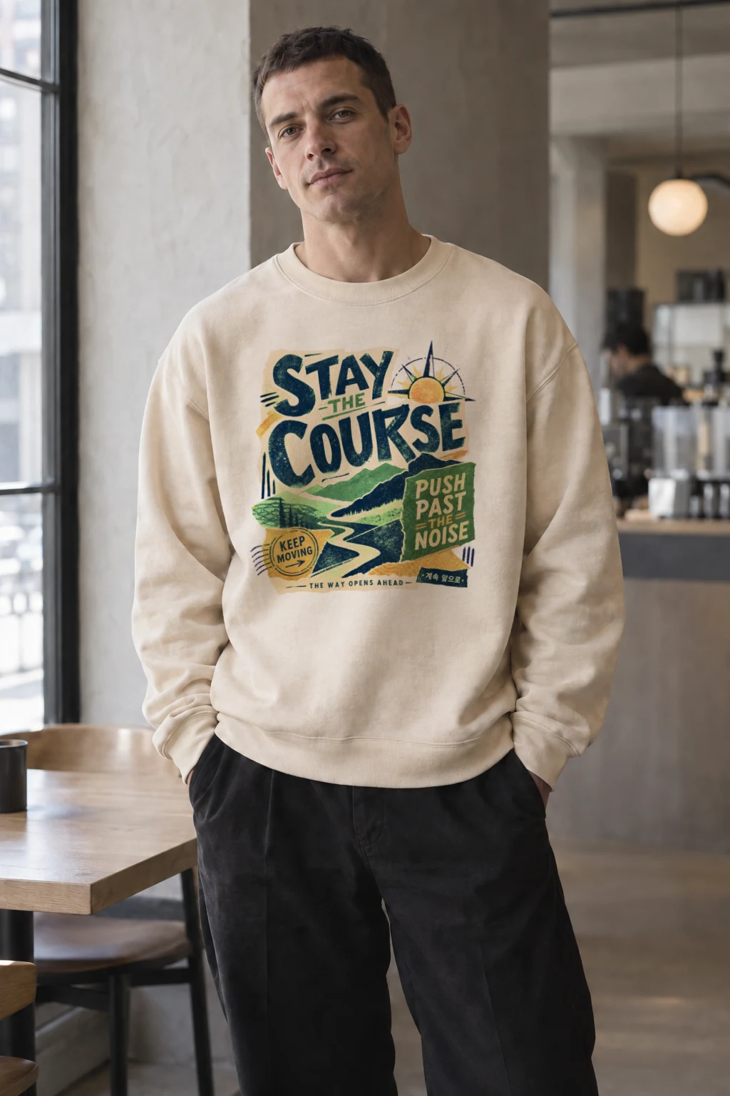 "Stay The Course" Unisex Sponge Fleece Crewneck Sweatshirt | Bella + Canvas 3901