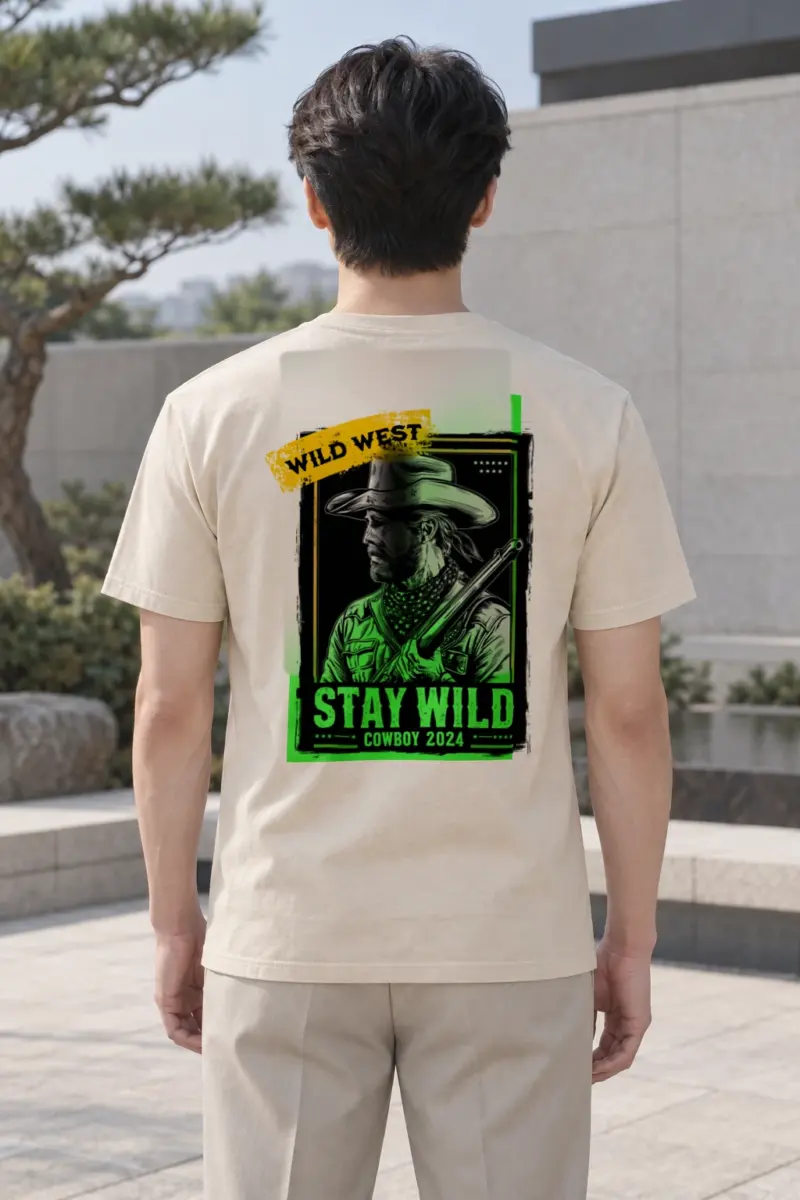 "Stay Wild Cowboy" Heavyweight Unisex Crewneck T-shirt | Gildan 5000