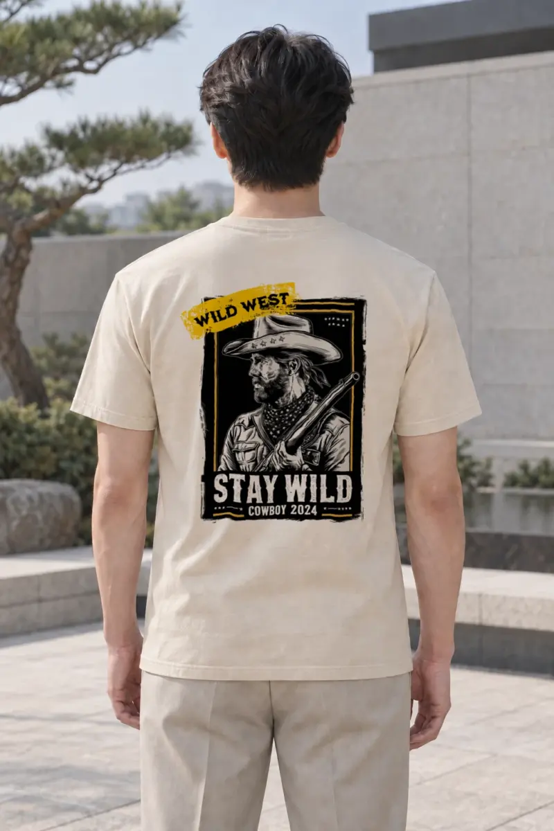 "Stay Wild Cowboy" Heavyweight Unisex Crewneck T-shirt | Gildan 5000