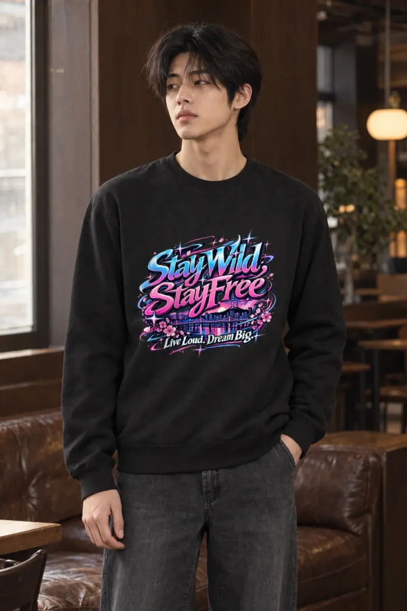 "Stay Wild Script Skyline" Heavy Blend Unisex Crewneck Sweatshirt