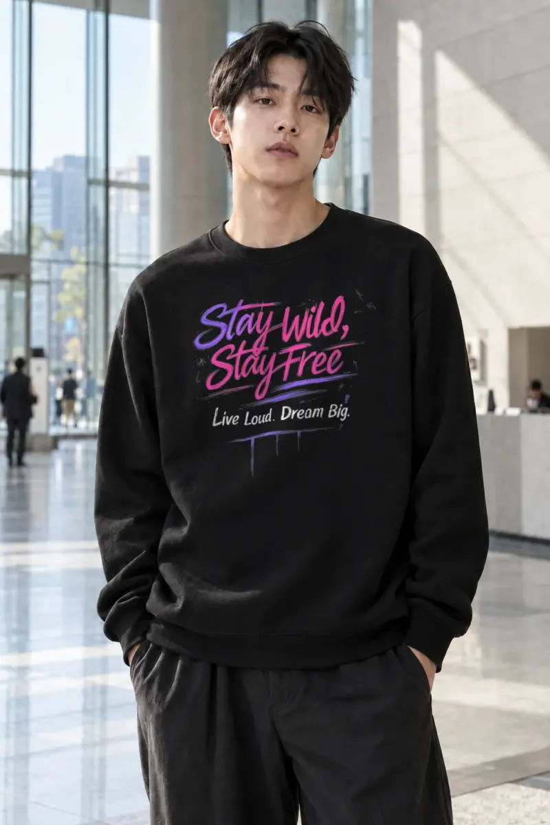 "Stay Wild Stay Free" Heavy Blend Unisex Crewneck Sweatshirt | Gildan 18000