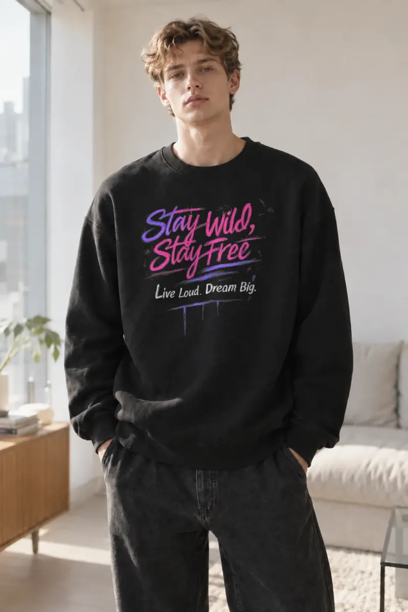 "Stay Wild Stay Free" Heavy Blend Unisex Crewneck Sweatshirt | Gildan 18000