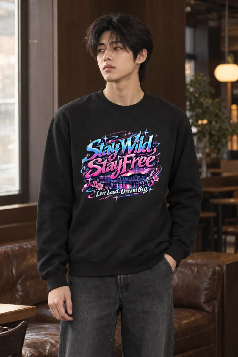 "Stay Wild Script Skyline" Heavy Blend Unisex Crewneck Sweatshirt