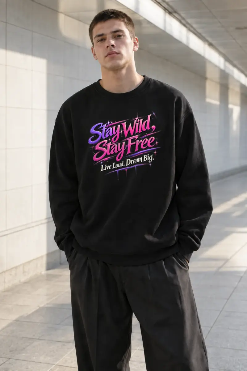 "Stay Wild Stay Free" Heavy Blend Unisex Crewneck Sweatshirt | Gildan 18000