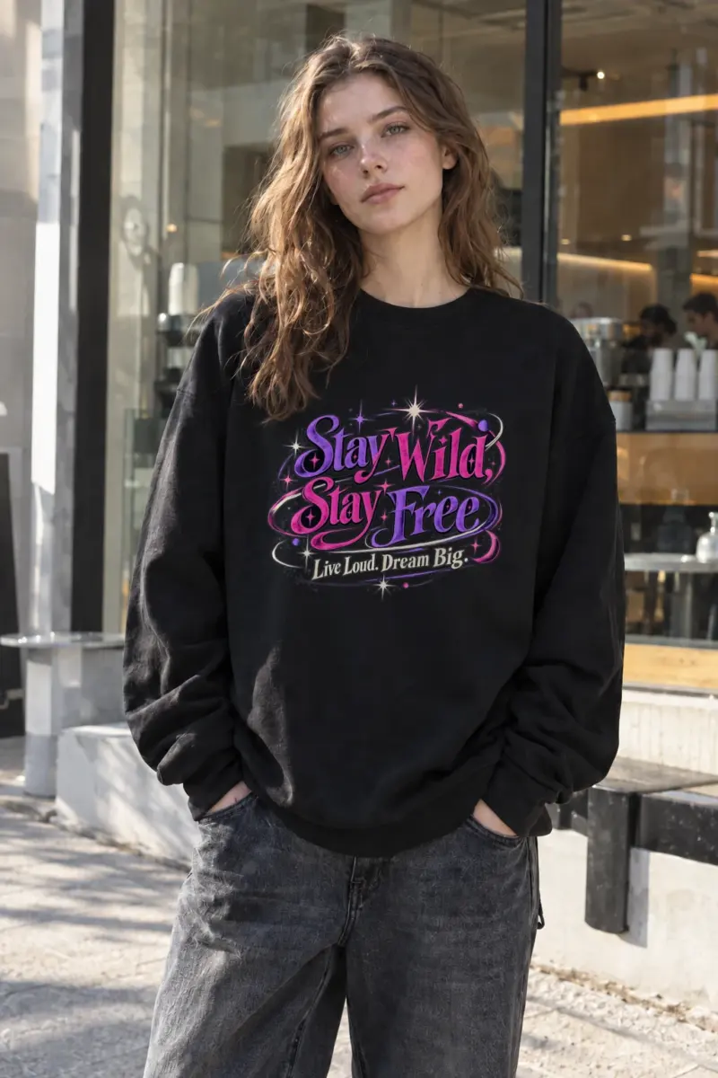 "Stay Wild Stay Free" Heavy Blend Unisex Crewneck Sweatshirt | Gildan 18000