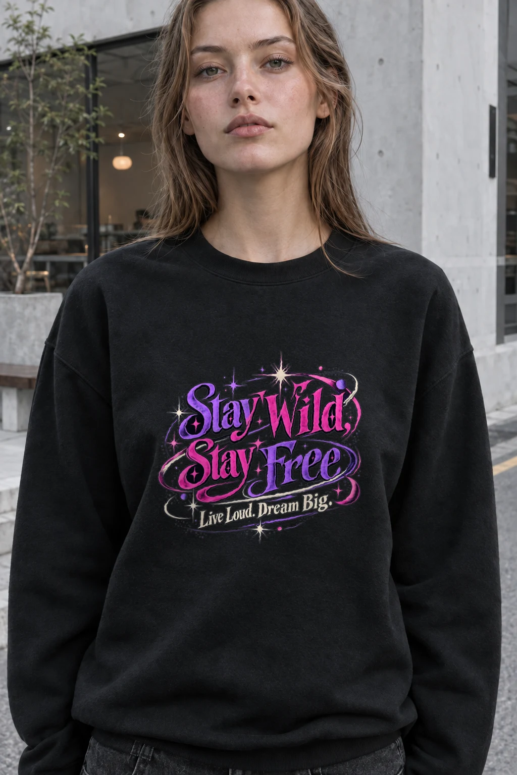 "Stay Wild Stay Free" Heavy Blend Unisex Crewneck Sweatshirt | Gildan 18000