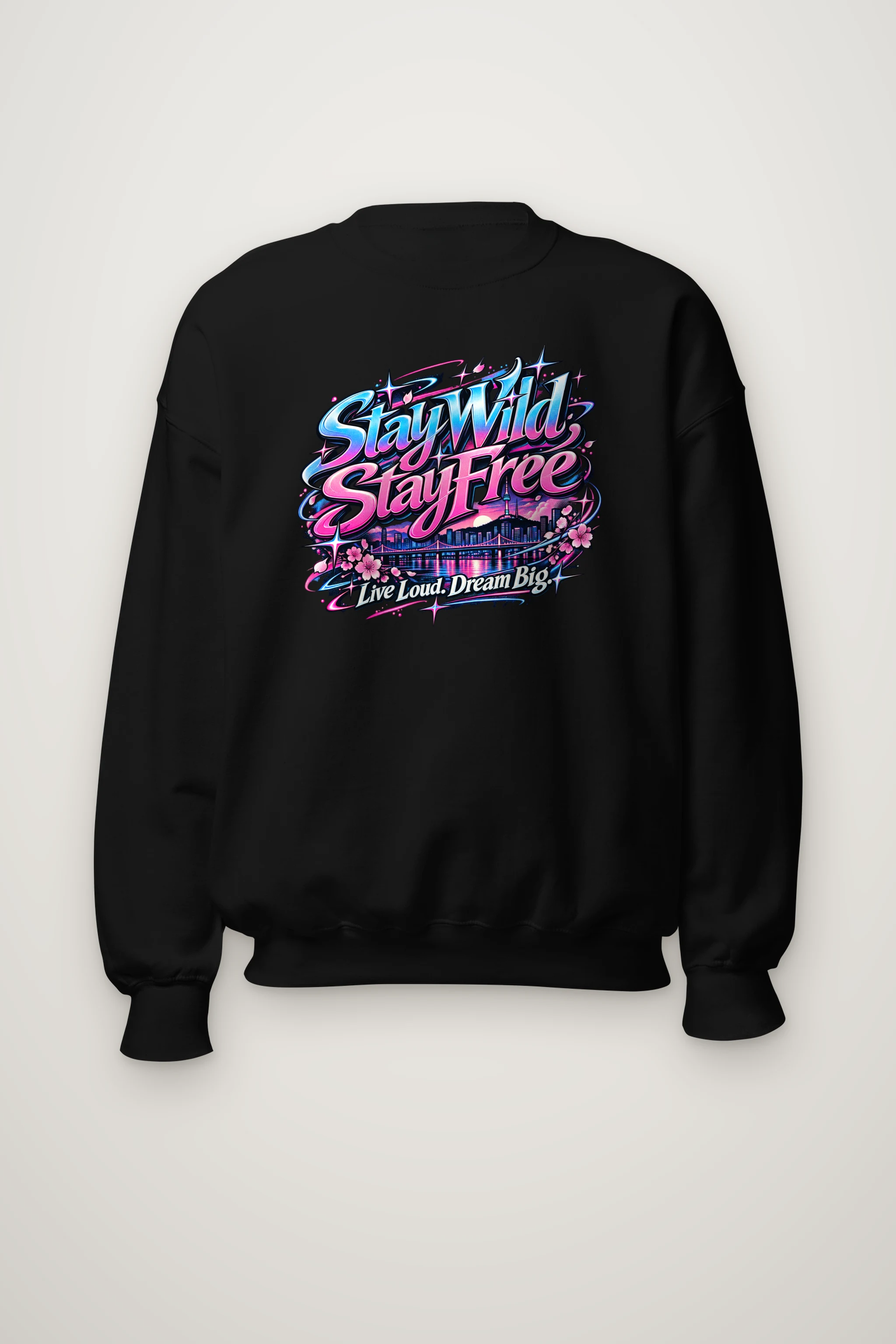 "Stay Wild Script Skyline" Heavy Blend Unisex Crewneck Sweatshirt