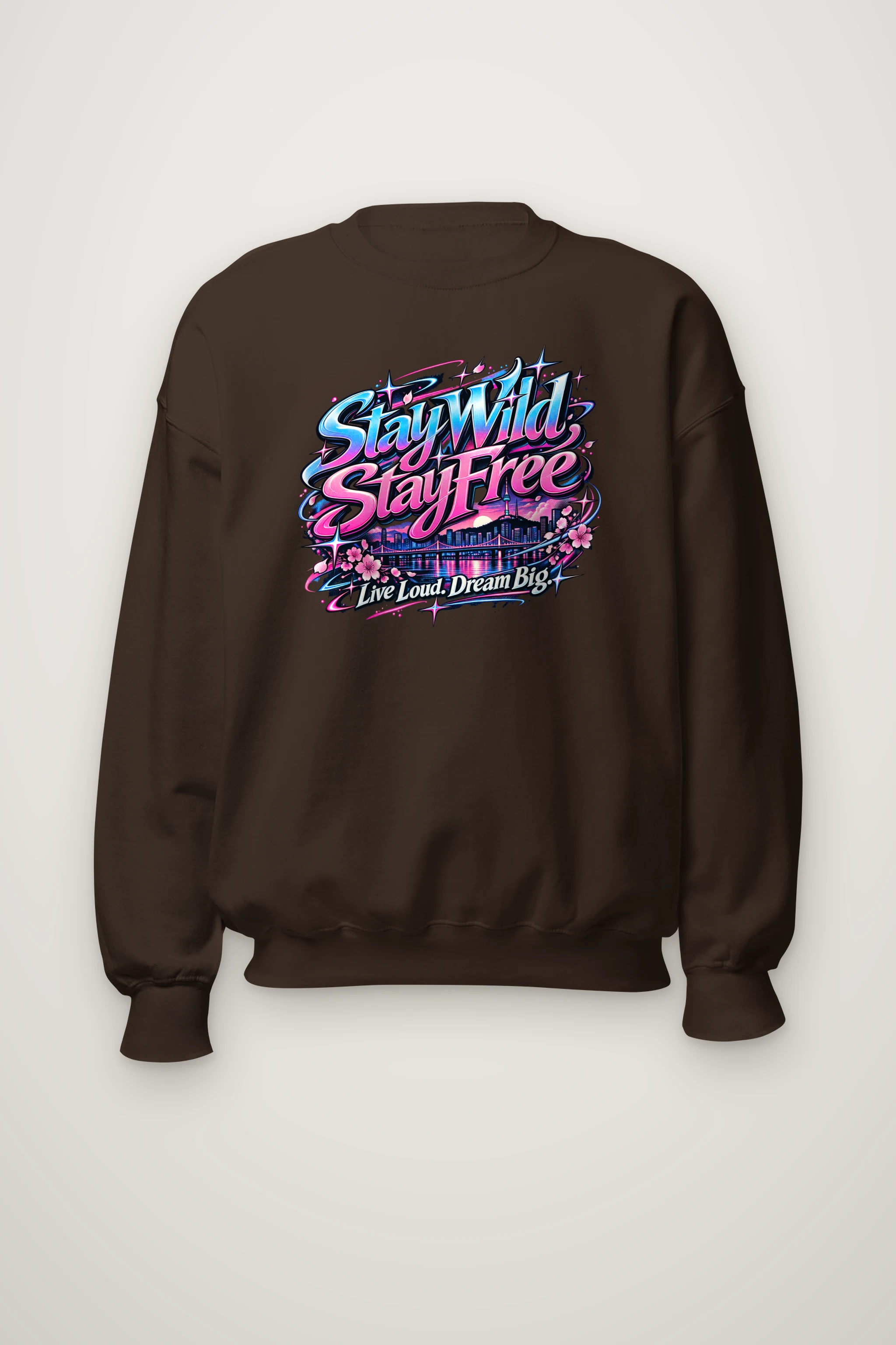 "Stay Wild Script Skyline" Heavy Blend Unisex Crewneck Sweatshirt