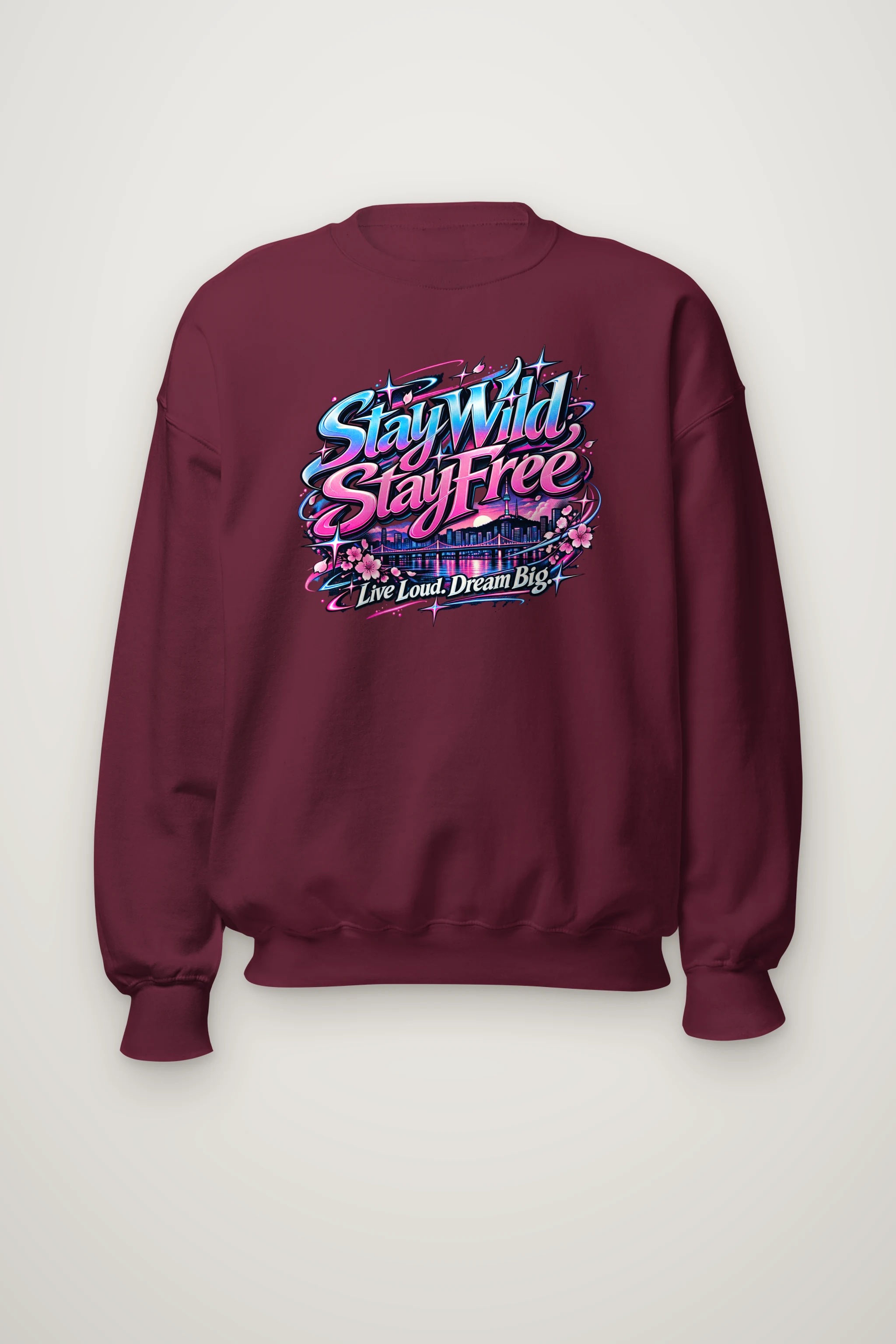 "Stay Wild Script Skyline" Heavy Blend Unisex Crewneck Sweatshirt