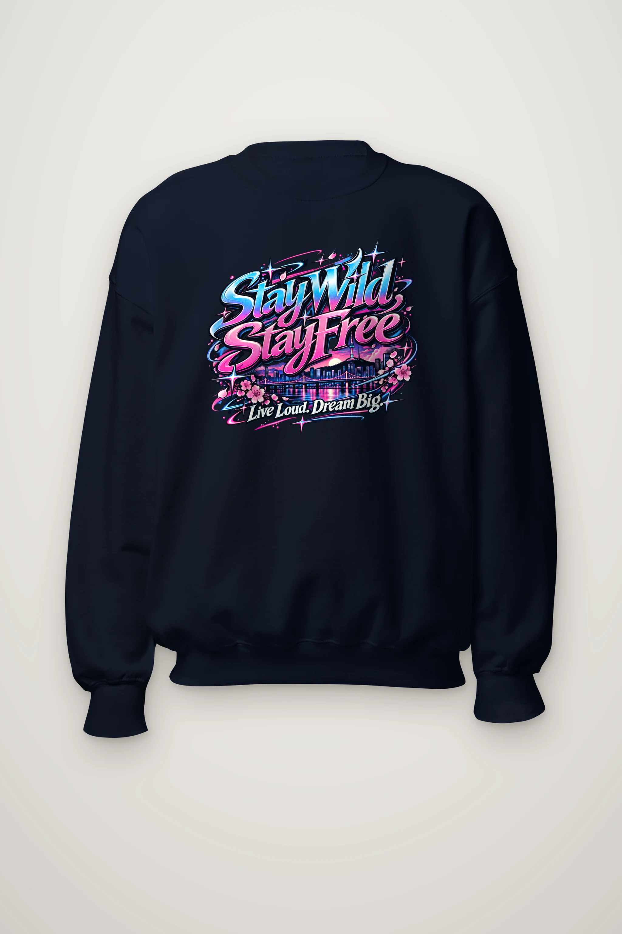 "Stay Wild Script Skyline" Heavy Blend Unisex Crewneck Sweatshirt