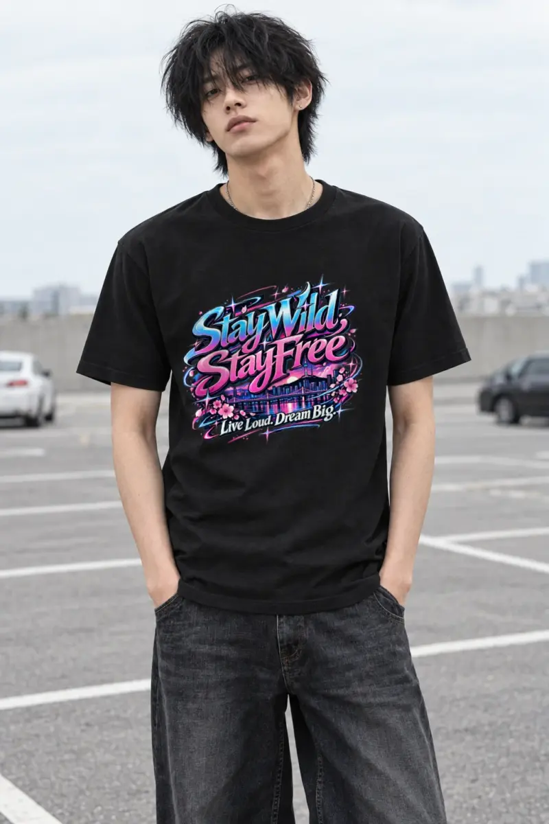 "Stay Wild, Stay Free" Heavyweight Unisex Crewneck T-shirt