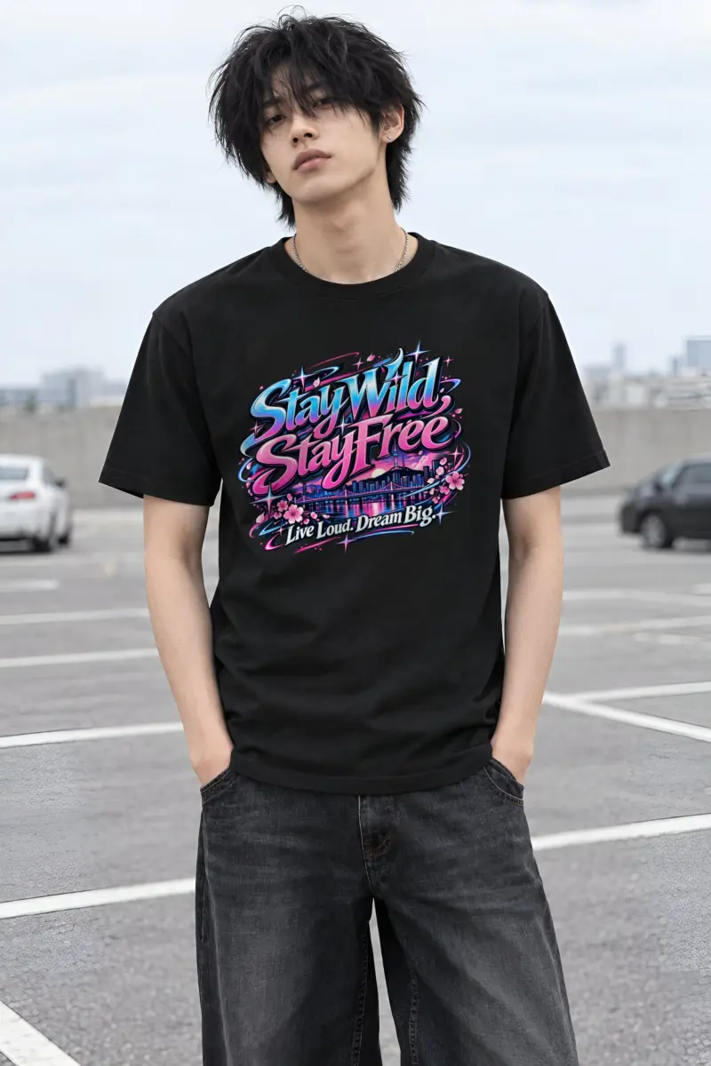 "Stay Wild, Stay Free" Heavyweight Unisex Crewneck T-shirt