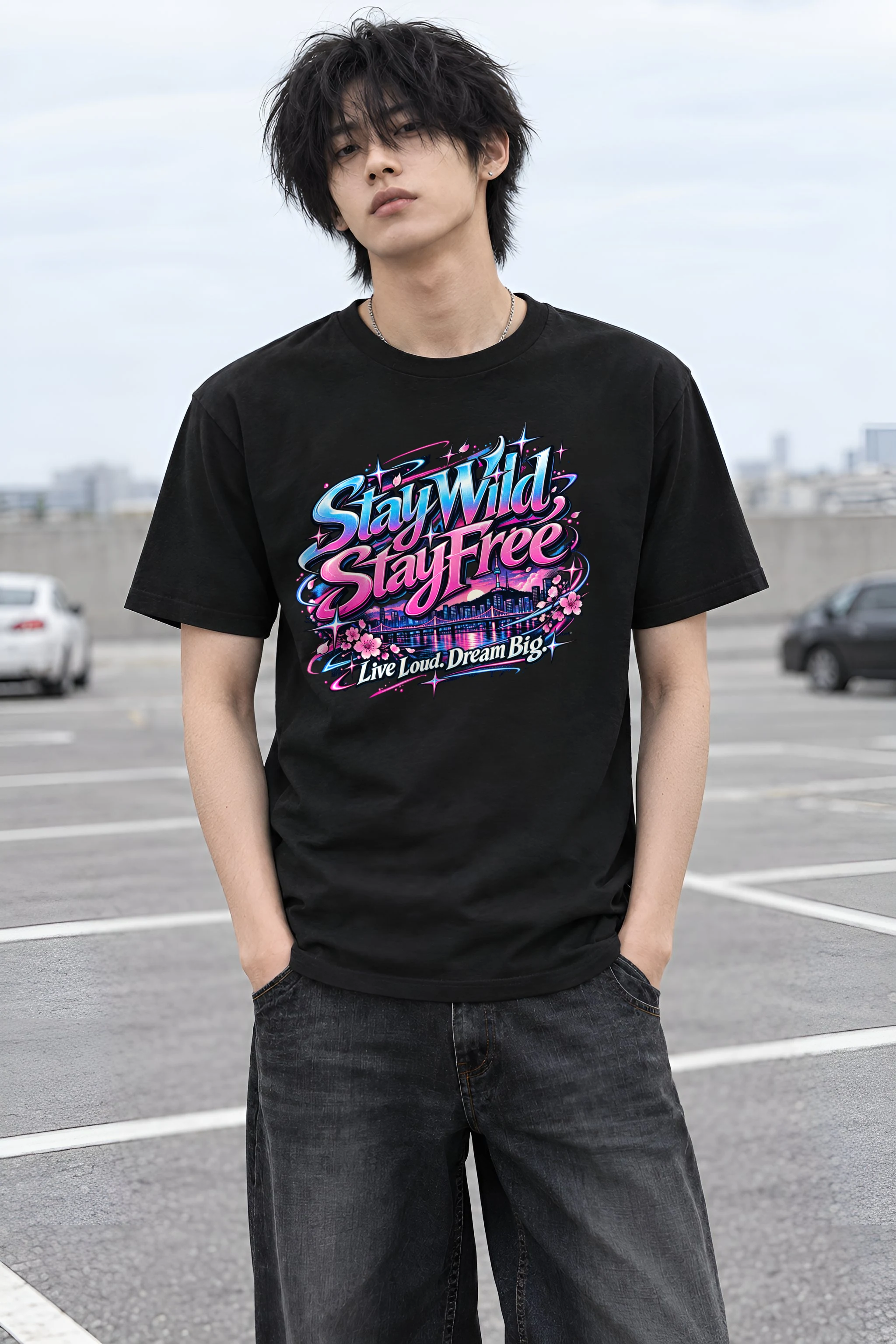 "Stay Wild, Stay Free" Heavyweight Unisex Crewneck T-shirt
