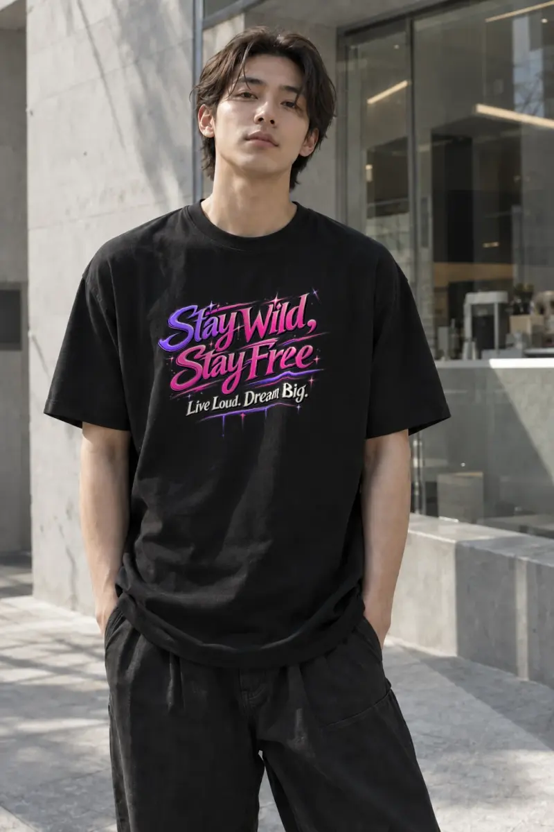 "Stay Wild Stay Free" Heavyweight Unisex Crewneck T-shirt | Gildan 5000