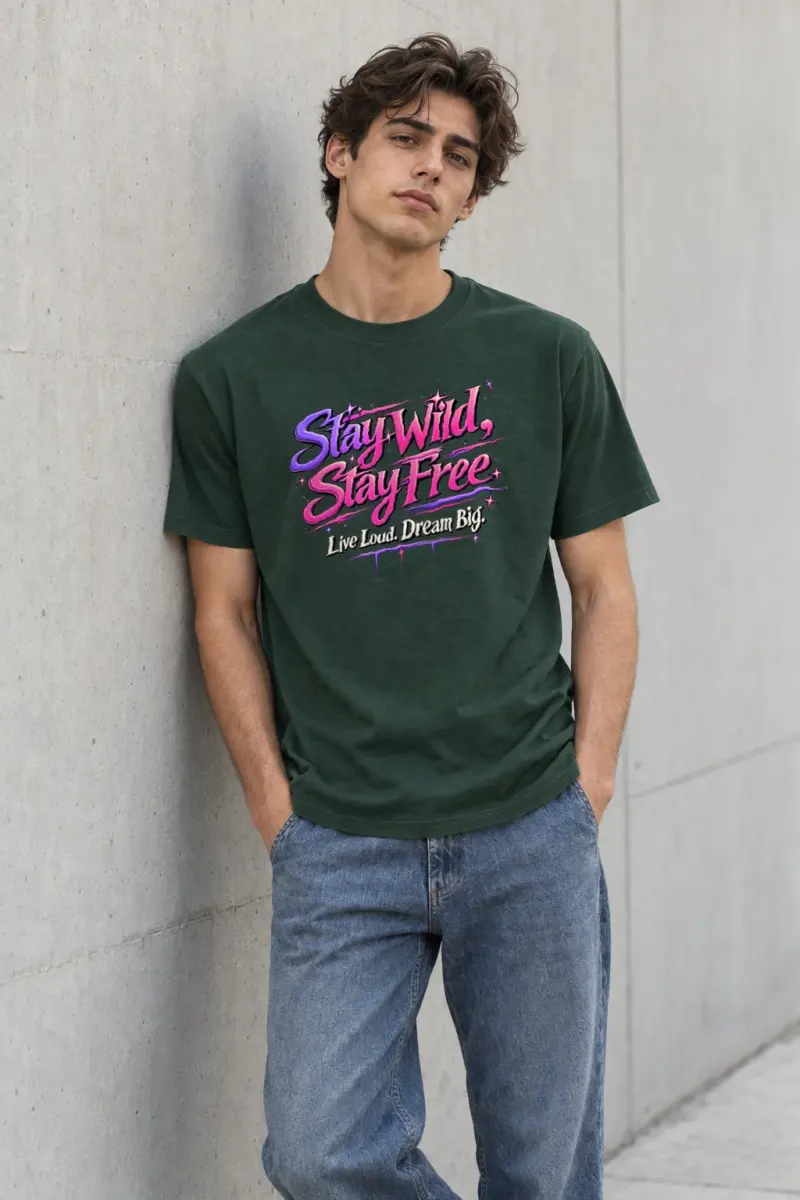 "Stay Wild Stay Free" Heavyweight Unisex Crewneck T-shirt | Gildan 5000