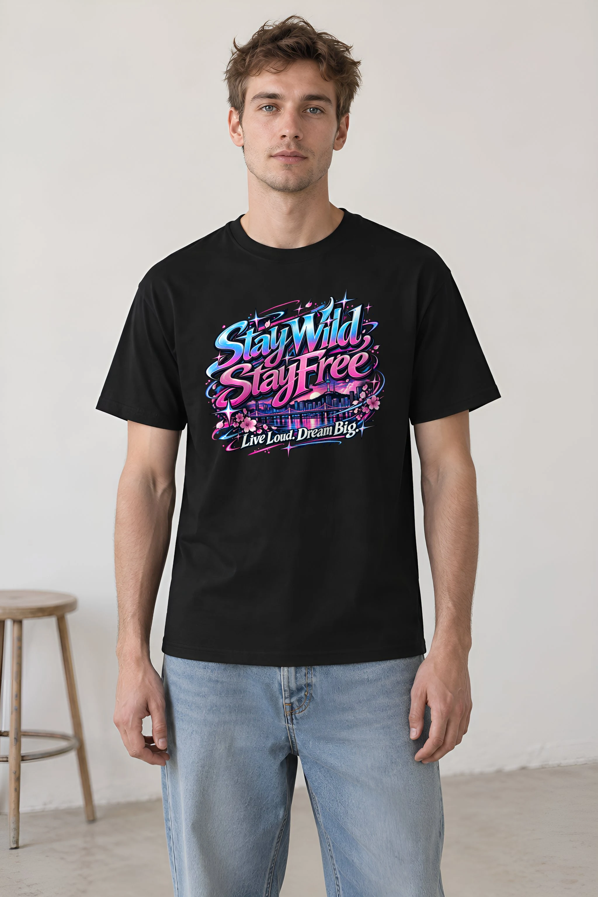 "Stay Wild, Stay Free" Heavyweight Unisex Crewneck T-shirt