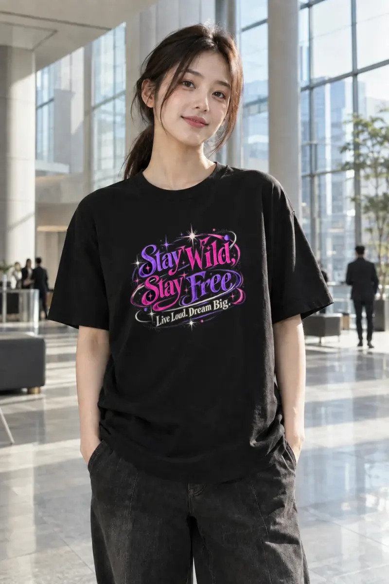"Stay Wild Stay Free" Heavyweight Unisex Crewneck T-shirt | Gildan 5000