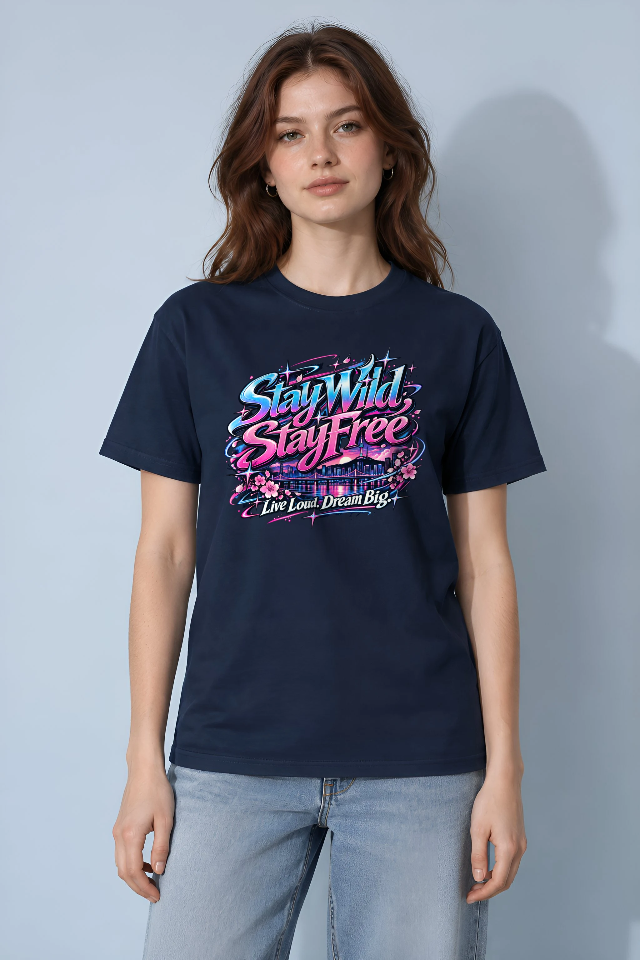 "Stay Wild, Stay Free" Heavyweight Unisex Crewneck T-shirt