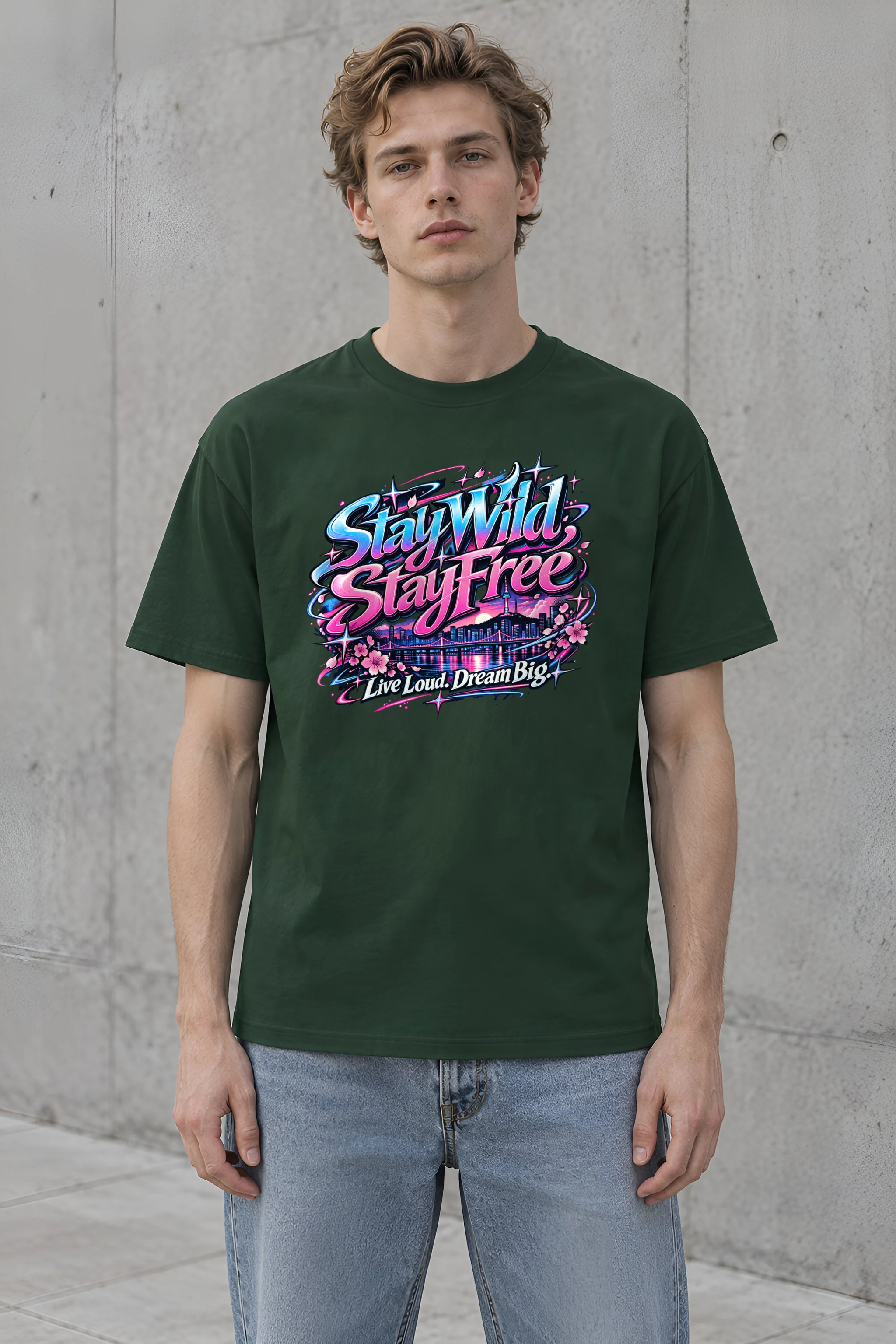 "Stay Wild, Stay Free" Heavyweight Unisex Crewneck T-shirt