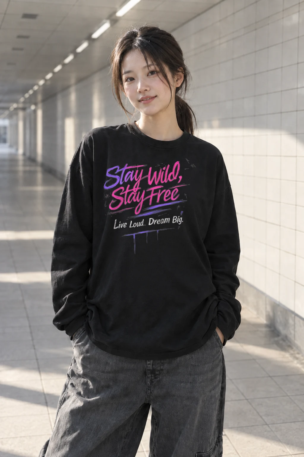 "Stay Wild Stay Free" Unisex Longsleeve T-shirt | Gildan 2400