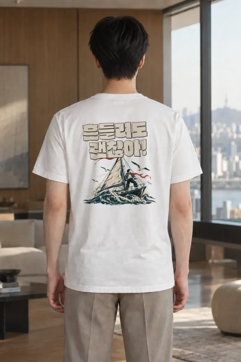 "Steady Through Waves" Heavyweight Unisex Crewneck T-shirt | Gildan 5000
