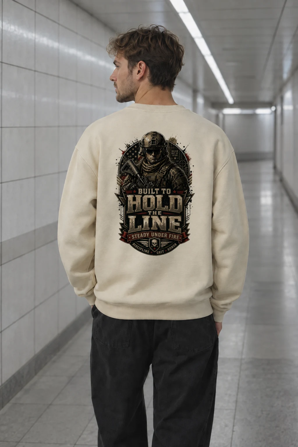"Steady Under Fire" Unisex Sponge Fleece Crewneck Sweatshirt | Bella + Canvas 3901