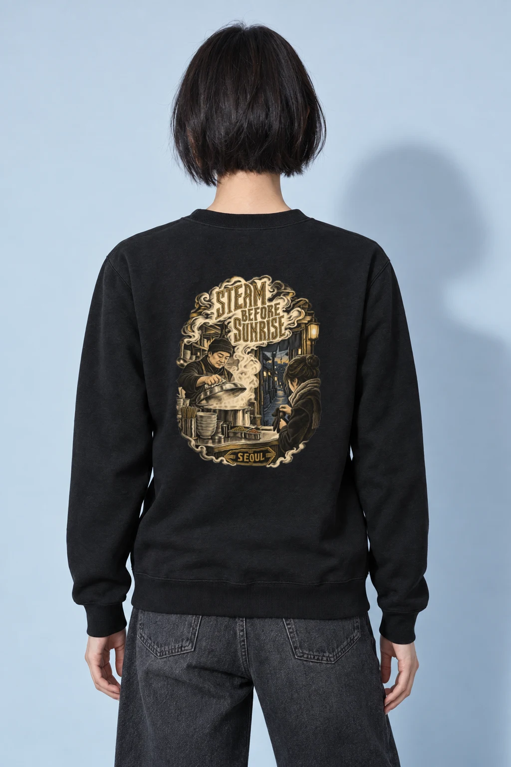 "Steam Before Sunrise Seoul" Heavy Blend Unisex Crewneck Sweatshirt