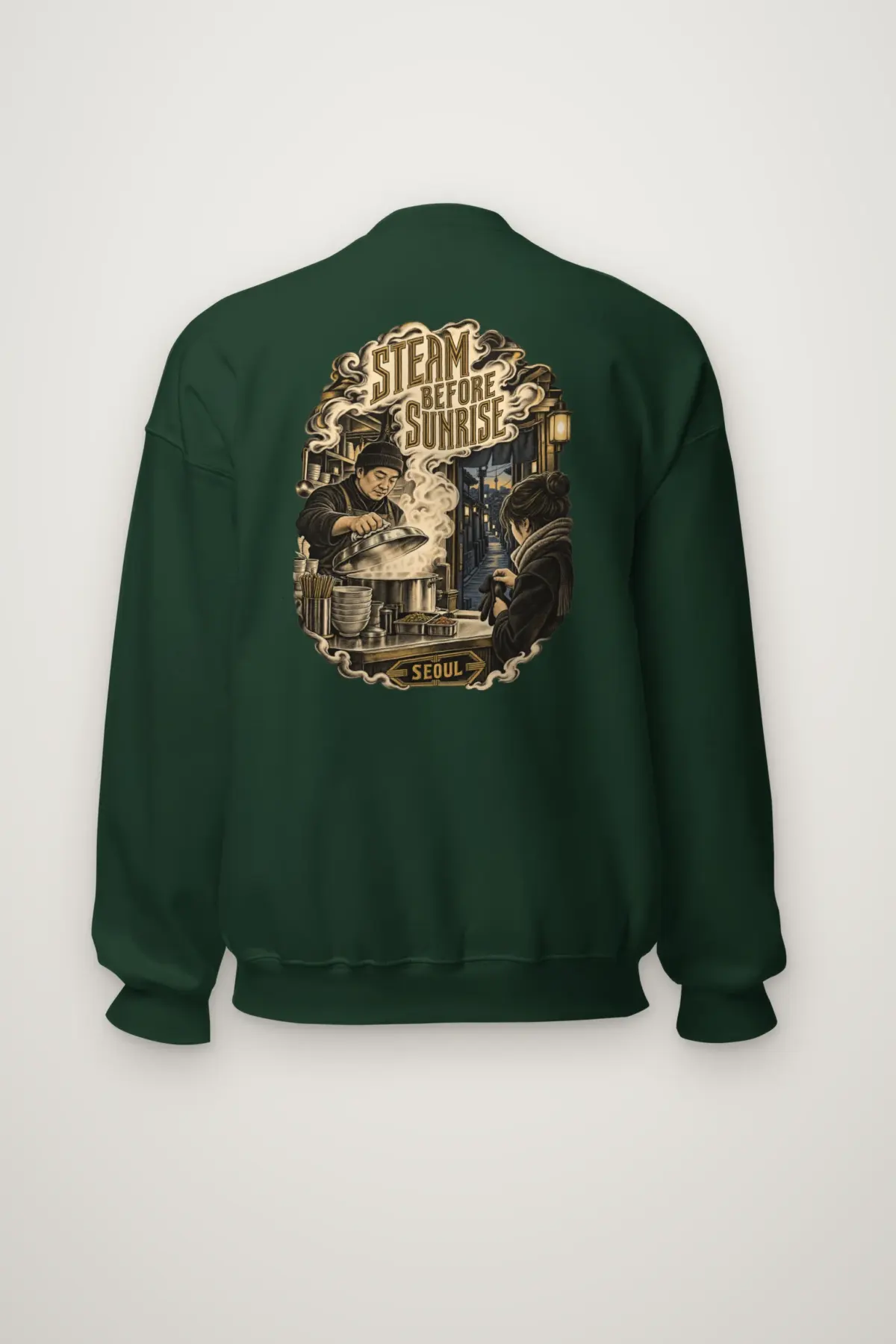 "Steam Before Sunrise Seoul" Heavy Blend Unisex Crewneck Sweatshirt