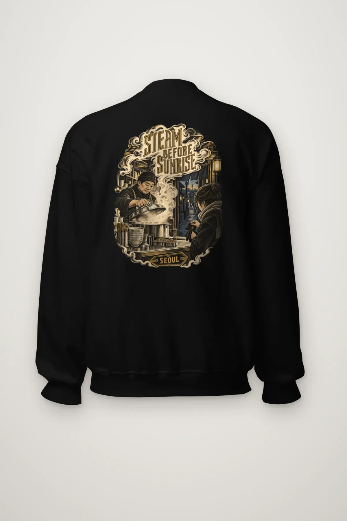 "Steam Before Sunrise Seoul" Heavy Blend Unisex Crewneck Sweatshirt