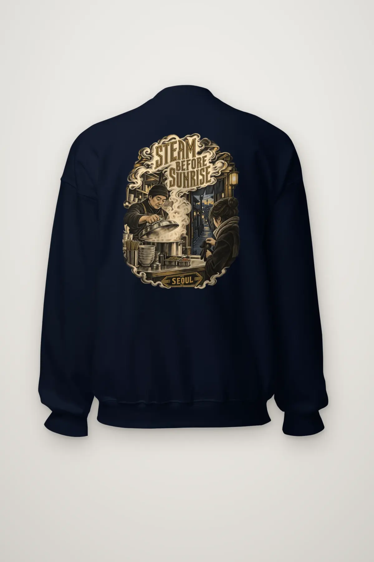 "Steam Before Sunrise Seoul" Heavy Blend Unisex Crewneck Sweatshirt