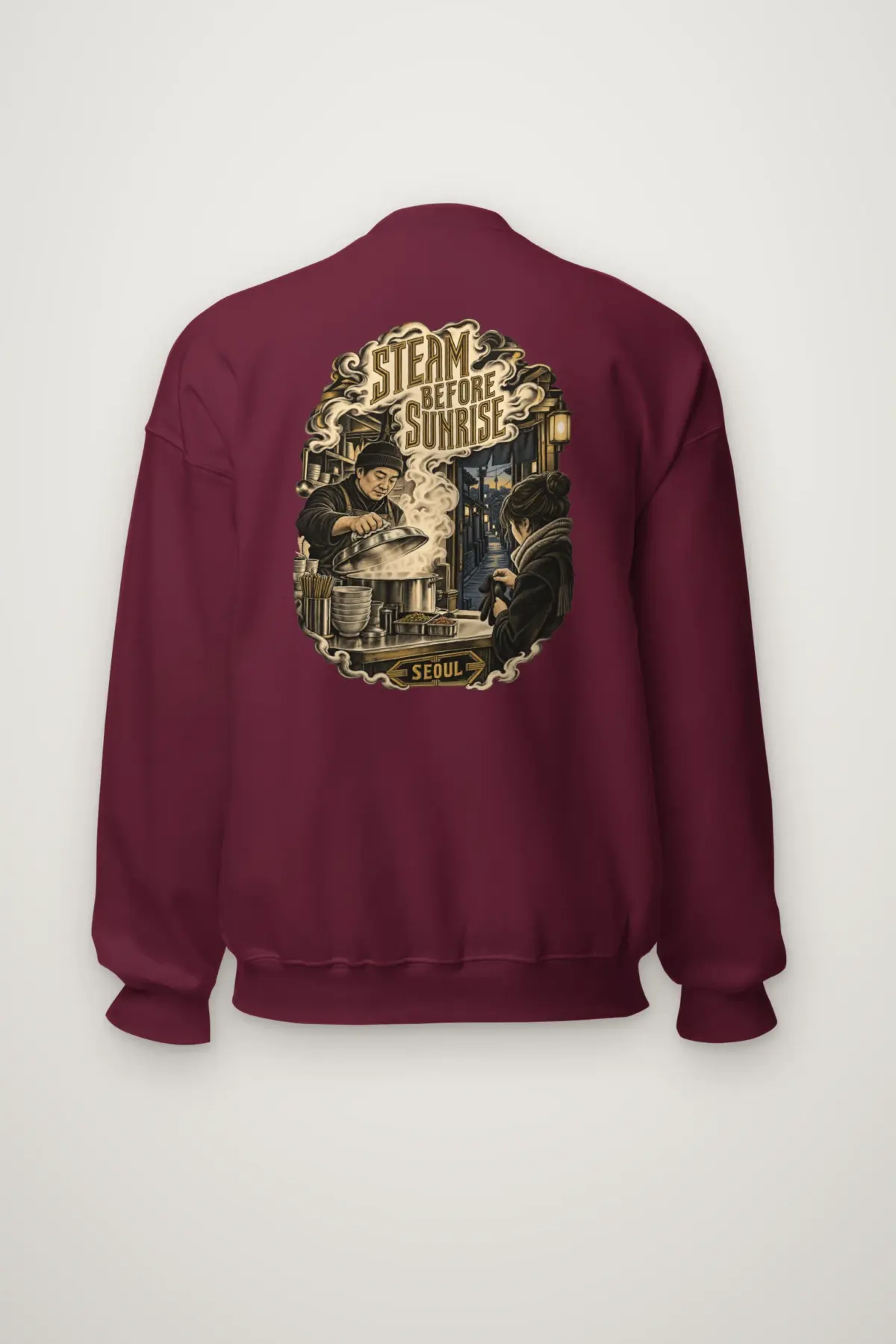 "Steam Before Sunrise Seoul" Heavy Blend Unisex Crewneck Sweatshirt