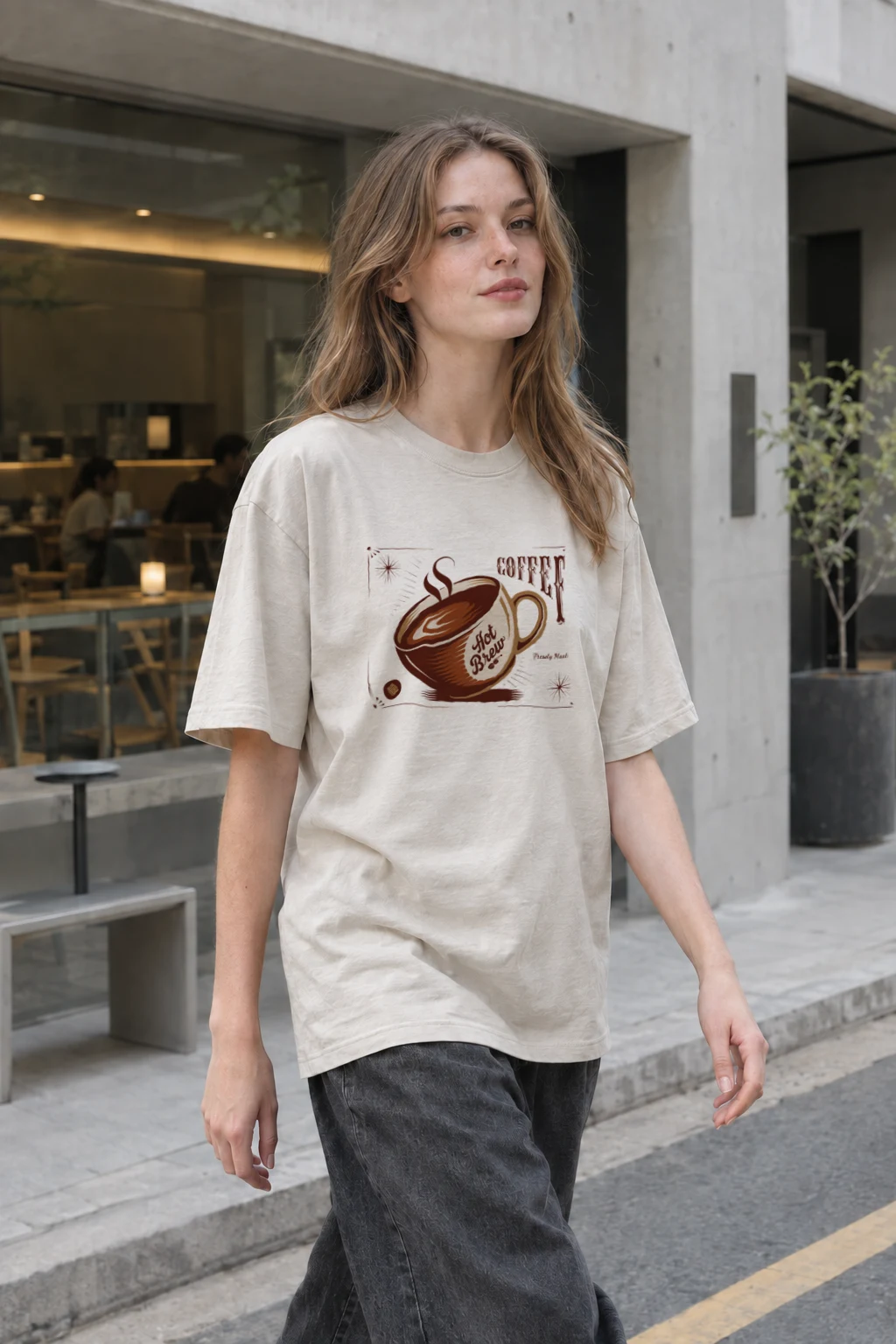 "Steaming Coffee Cup" Heavyweight Unisex Crewneck T-shirt | Gildan 5000