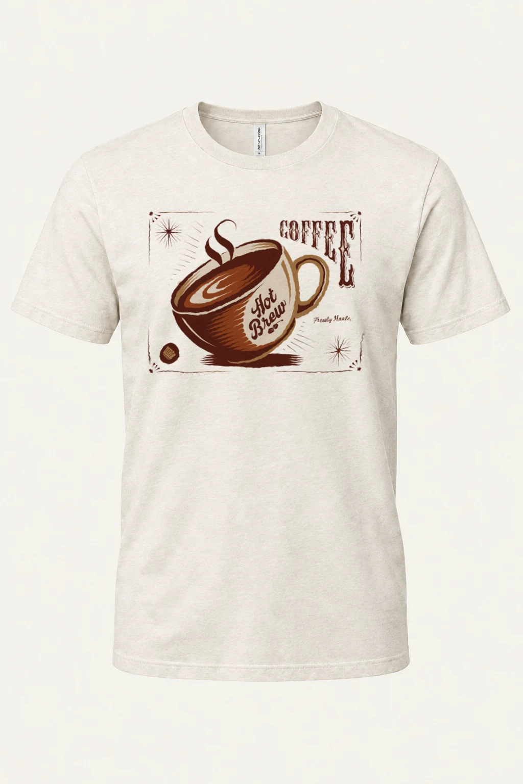 "Steaming Coffee Cup" Heavyweight Unisex Crewneck T-shirt | Gildan 5000
