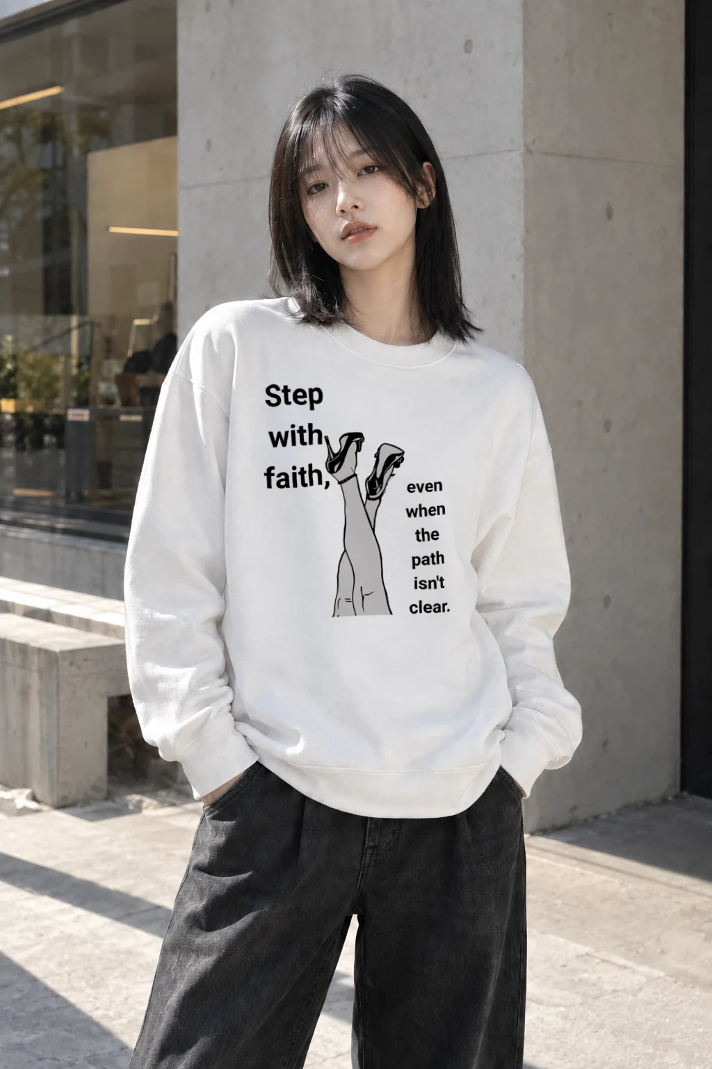 "Step With Faith" Heavy Blend Unisex Crewneck Sweatshirt | Gildan 18000