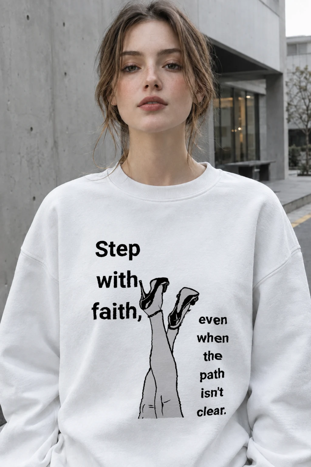 "Step With Faith" Heavy Blend Unisex Crewneck Sweatshirt | Gildan 18000