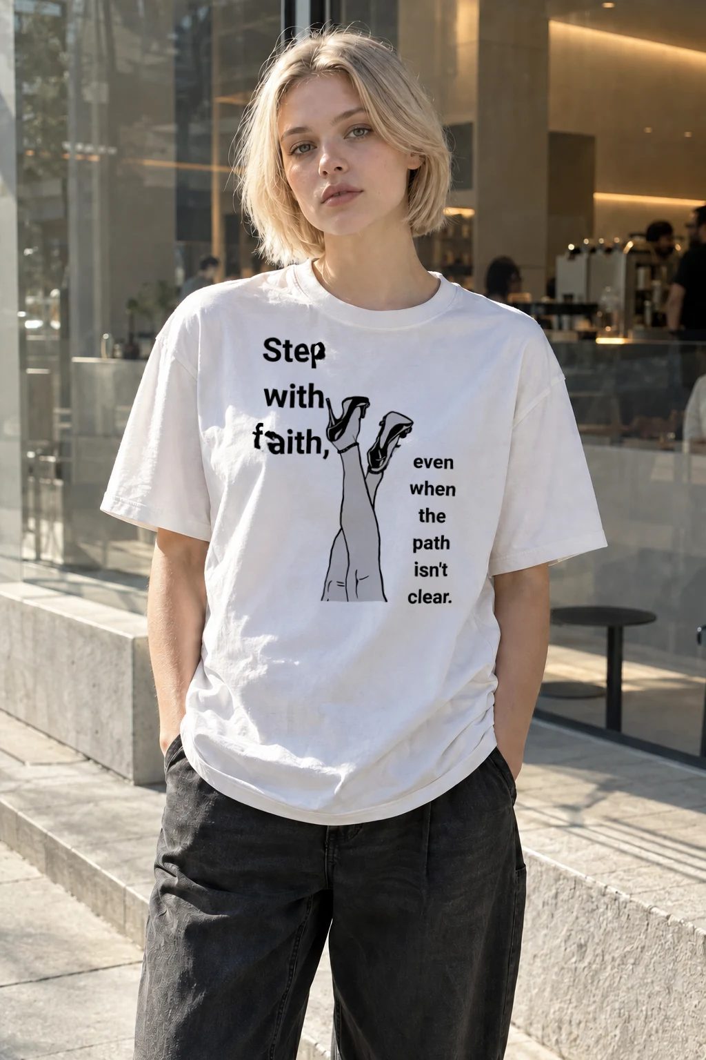"Step With Faith" Heavyweight Unisex Crewneck T-shirt | Gildan 5000