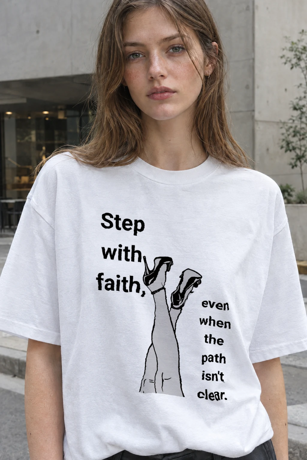 "Step With Faith" Heavyweight Unisex Crewneck T-shirt | Gildan 5000