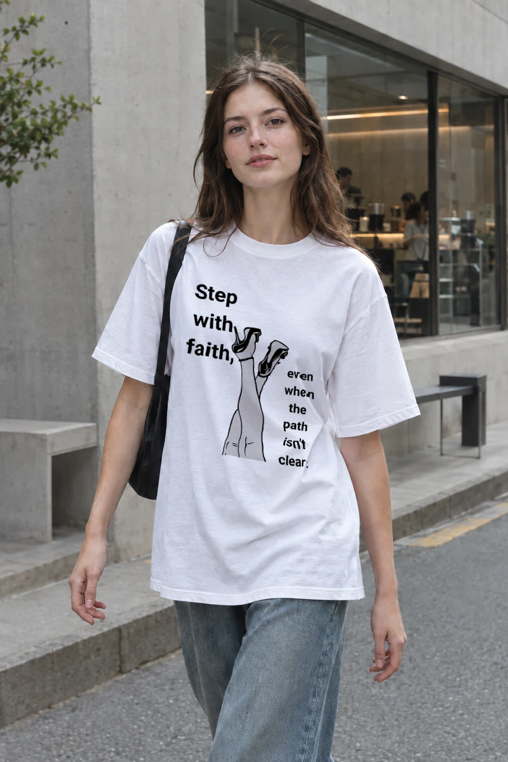 "Step With Faith" Heavyweight Unisex Crewneck T-shirt | Gildan 5000
