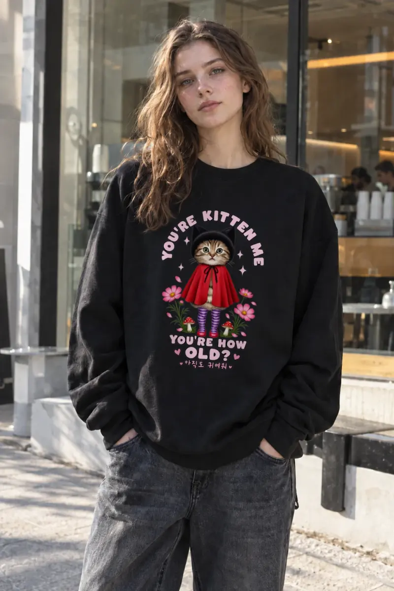 "Still Cute Kitten" Heavy Blend Unisex Crewneck Sweatshirt | Gildan 18000