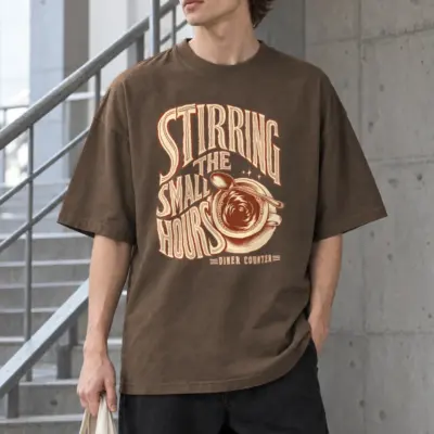 "Stirring the Small Hours" Men's Oversized Heavyweight Crewneck T-Shirt