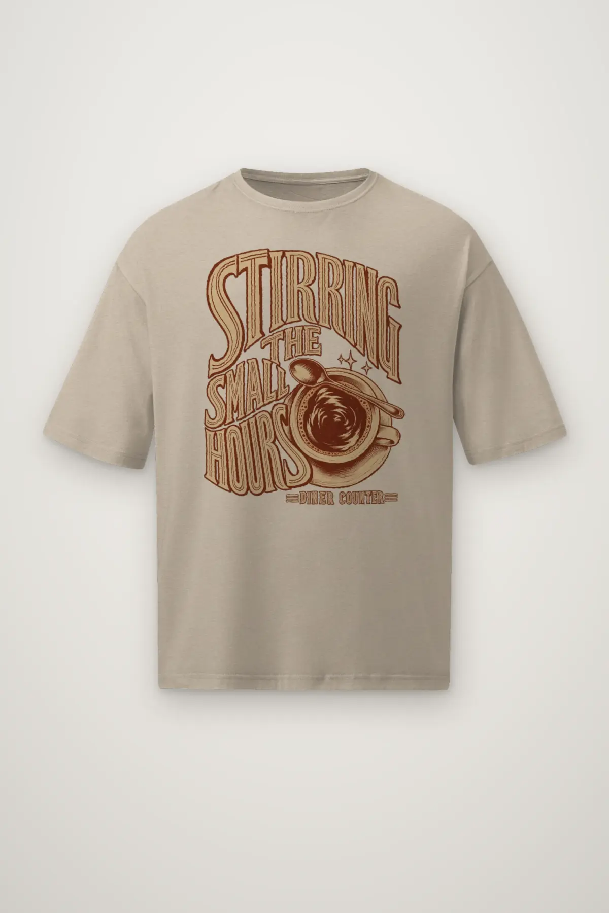"Stirring the Small Hours" Men's Oversized Heavyweight Crewneck T-Shirt