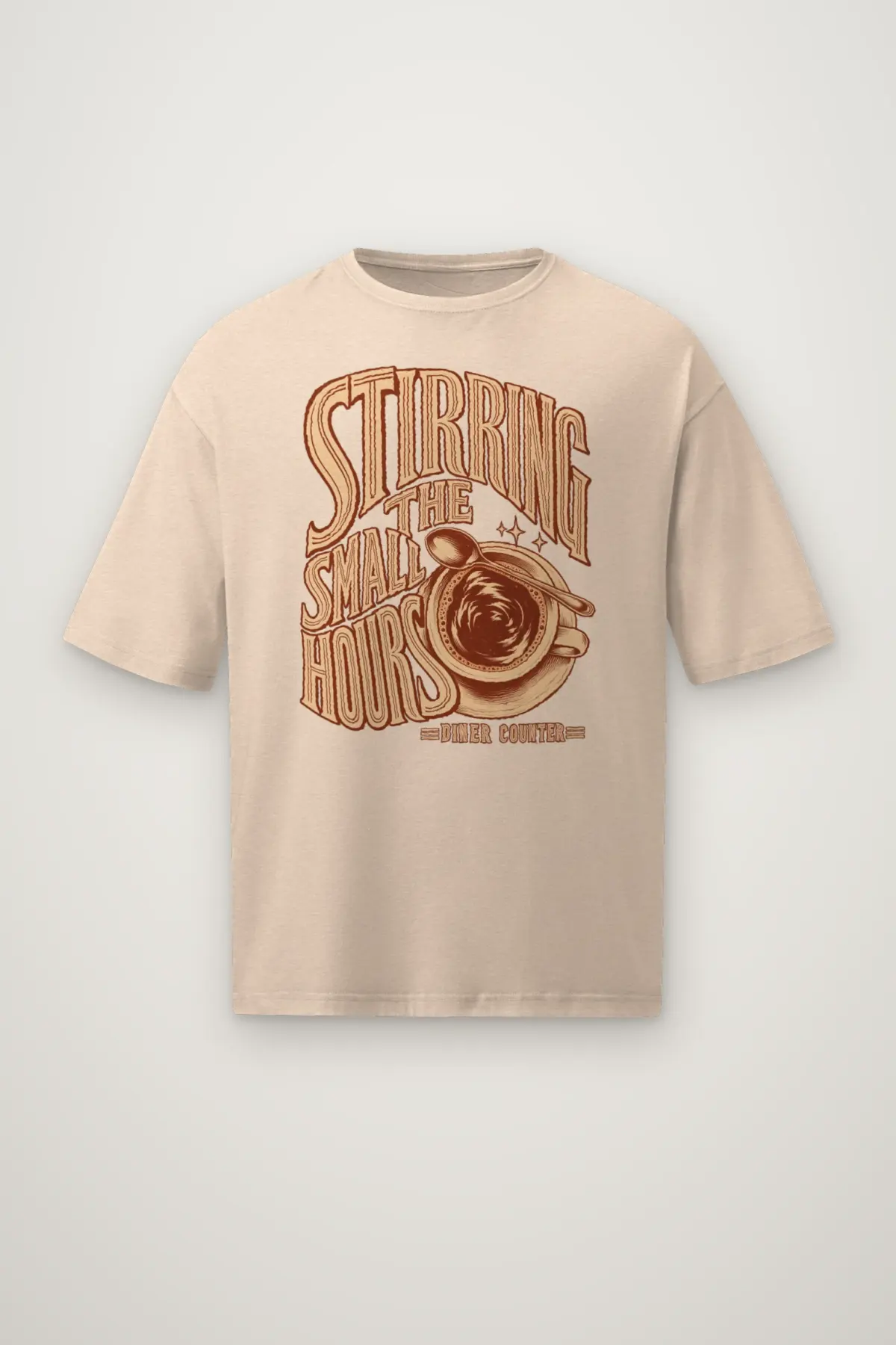 "Stirring the Small Hours" Men's Oversized Heavyweight Crewneck T-Shirt