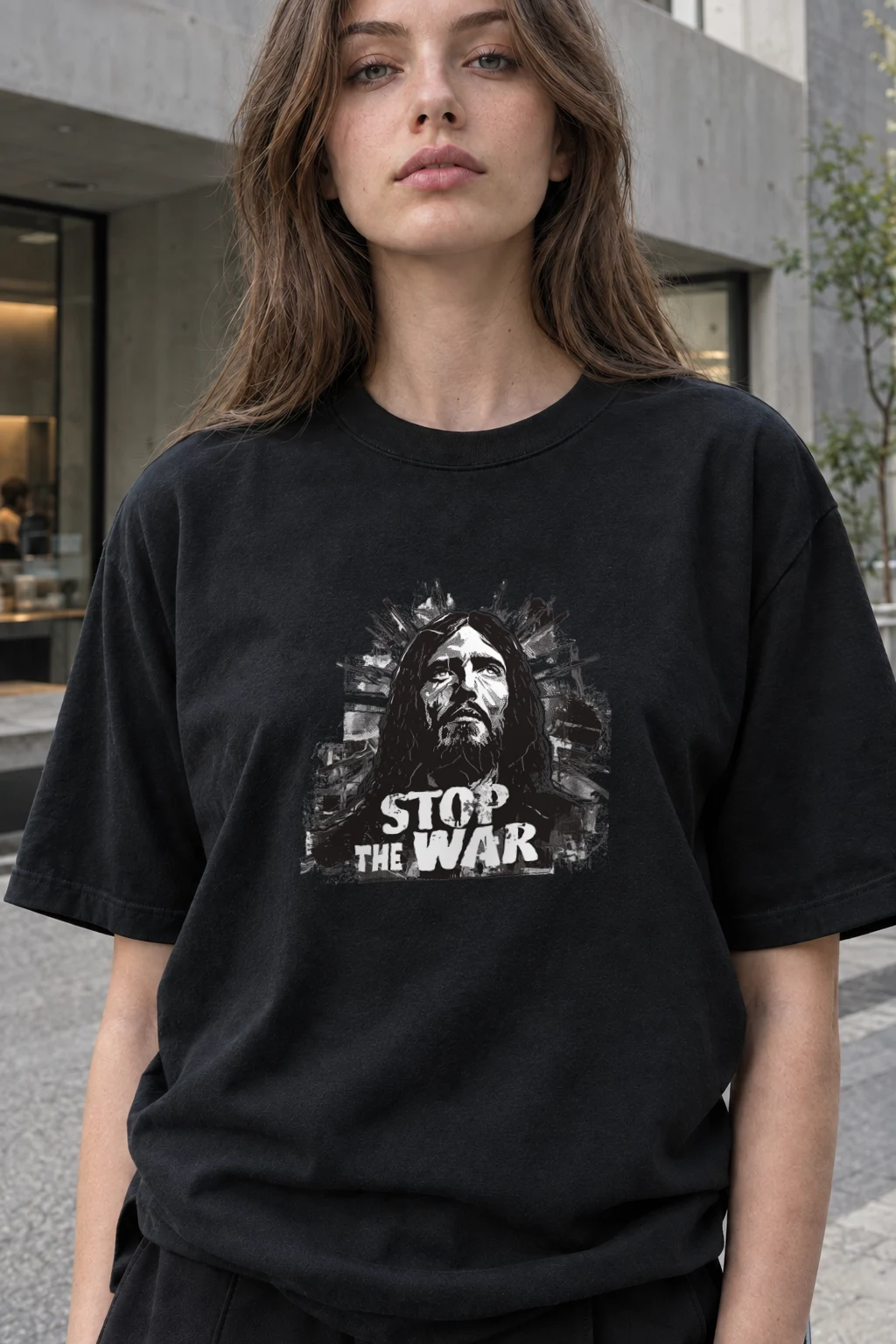 "Stop The War" Heavyweight Unisex Crewneck T-shirt | Gildan 5000