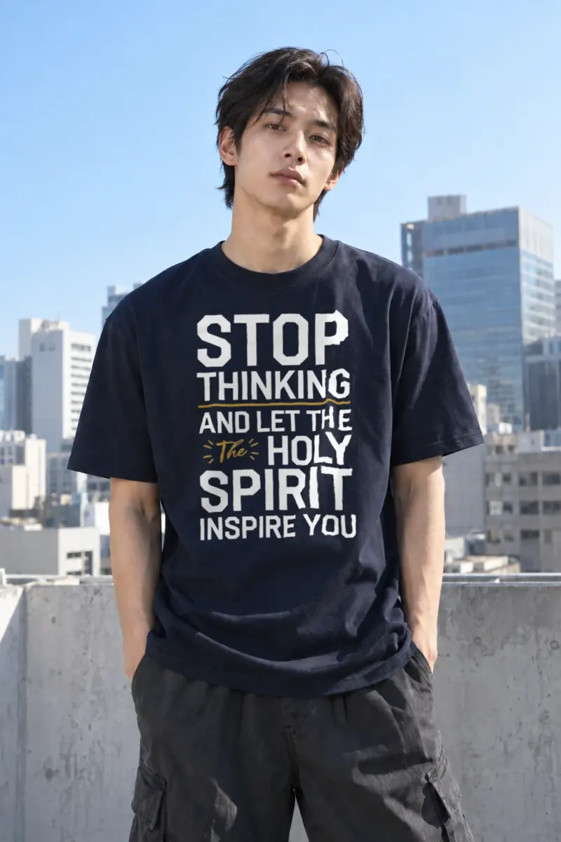 "Stop Thinking" Heavyweight Unisex Crewneck T-shirt | Gildan 5000